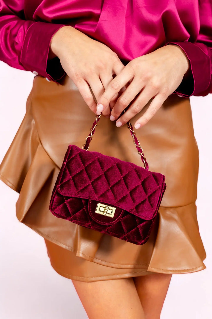 Averie Quilted Velvet Crossbody Purse Bella Chic