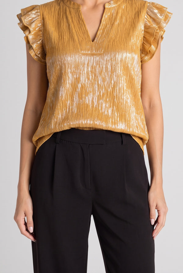 What Just Happened Ruffle Sleeve Top, Front