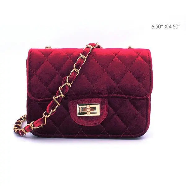 Averie Quilted Velvet Crossbody Purse Bella Chic