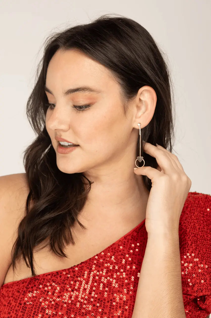 gold earrings with red dress Drop for Women | Alina Heart String Earrings Print_stained-glass-hot-pink-gold Size:UK 10 / FR  38 Wear them any time Glamorous Sweetheart Straps Tulle
