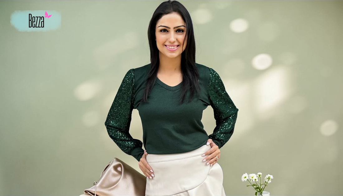 Complete Spring Party Look: Green Top with Skirt