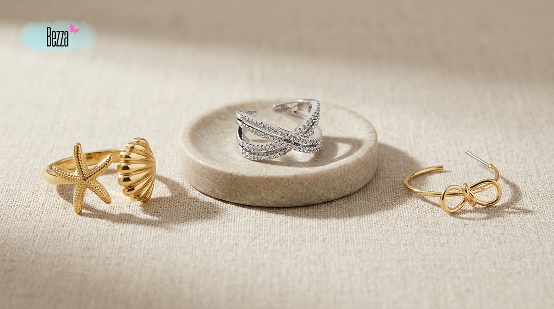 Pave X-Shape Ring: Complete Dress Styling with Earrings