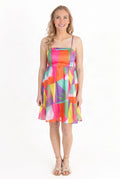 Straight-on fit of the Shore-ly Yours Tropical Mini Dress with its natural skater skirt.