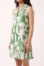 Side view of the Pick Of The Summer Collared Shift Mini Dress showing shift ease and mini length.