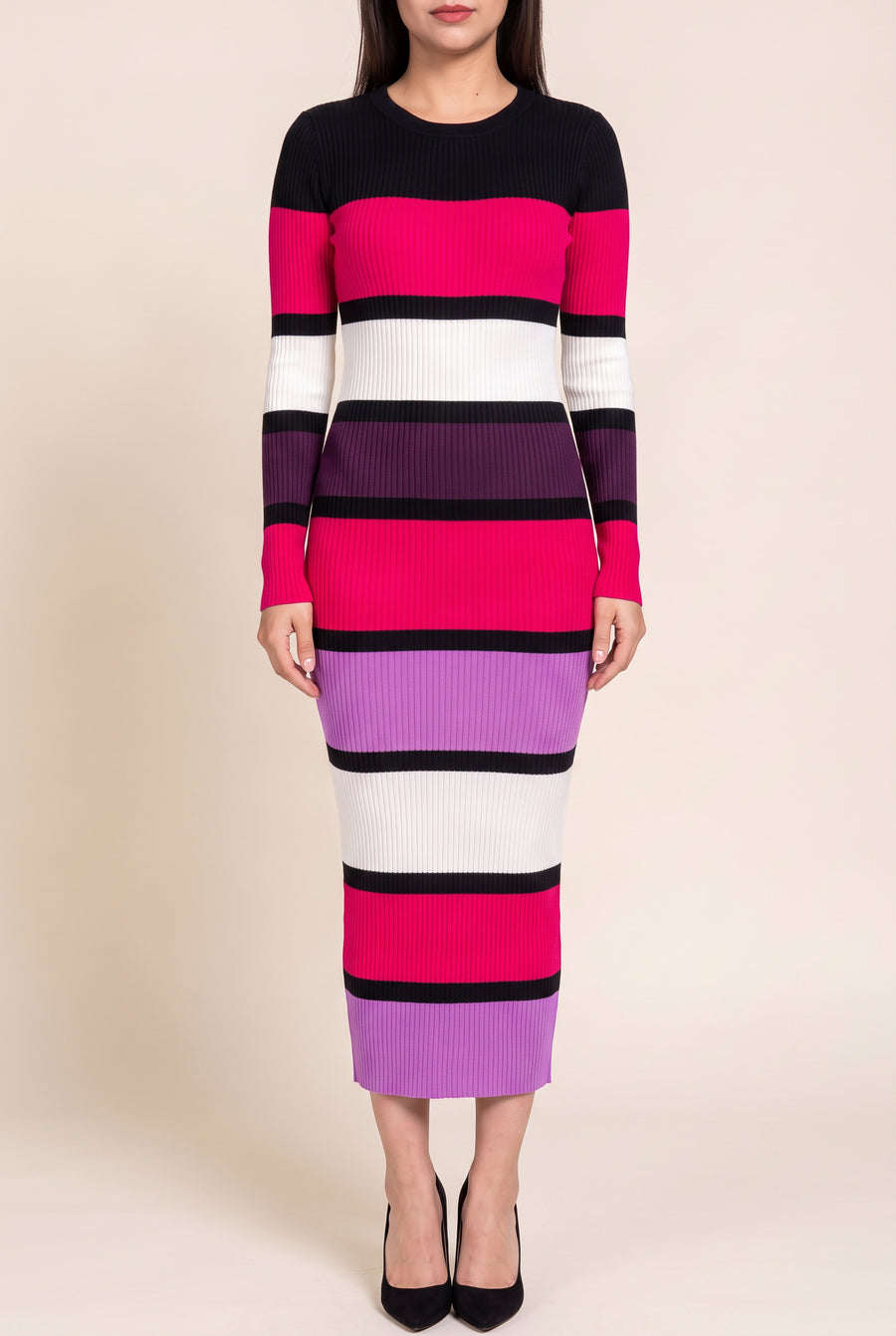 I Don’t Want to Miss a Thing Long Sleeve Color Block Sweater Dress
