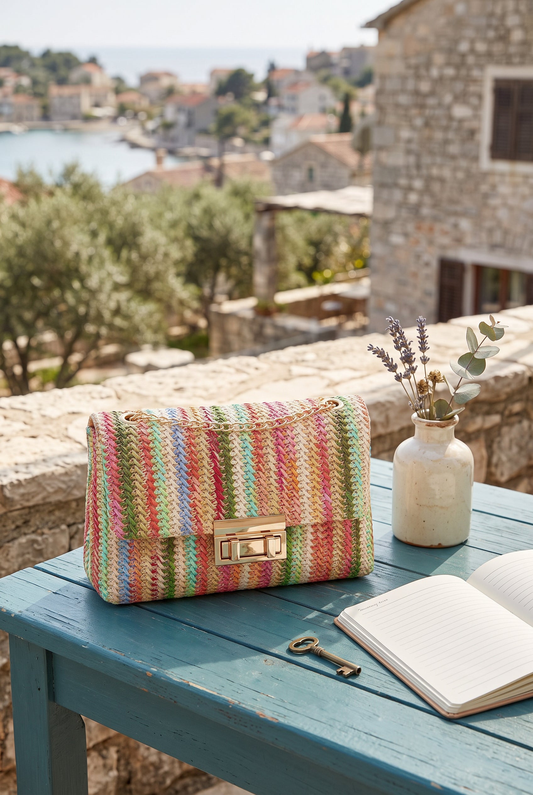 Side profile of the Kinsley Crossbody Bag showing its structured 3-inch depth.