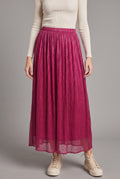 Front view of the Win My Heart Sparkle Pleated Maxi Skirt showing its full pleated silhouette.