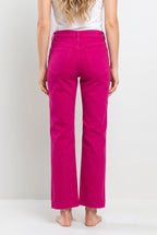 Bright Side High Rise Straight Pants from the back, showing the waistband, patch pockets, and cropped hems.
