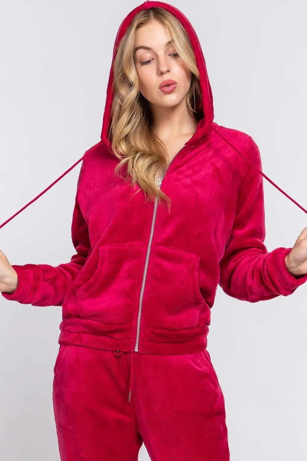 Don't You Want Me Faux Fur Hoodie Jacket and Pants Set Active Basic
