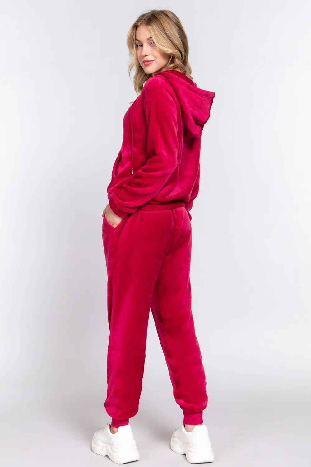 Don't You Want Me Faux Fur Hoodie Jacket and Pants Set Active Basic
