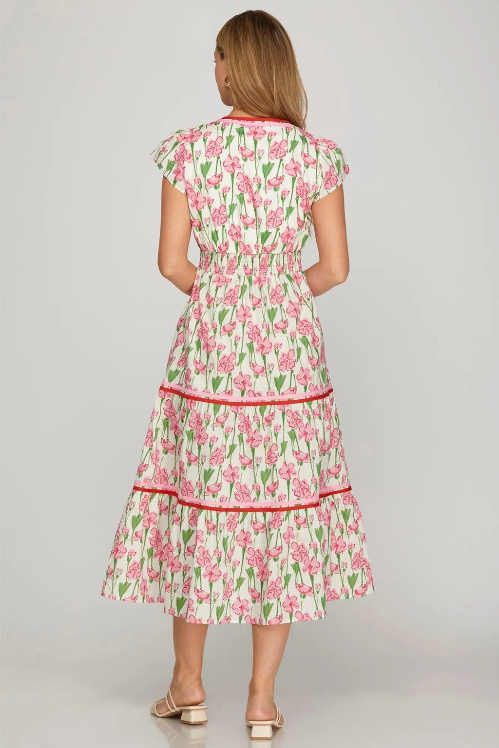 One Day At A Time Floral Poplin Tiered Dress Sunlight Clothing