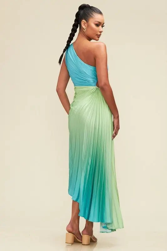 ombre pleated dress Shop the Elegant Sanibel Maxi Dress in Blue Green Ombre