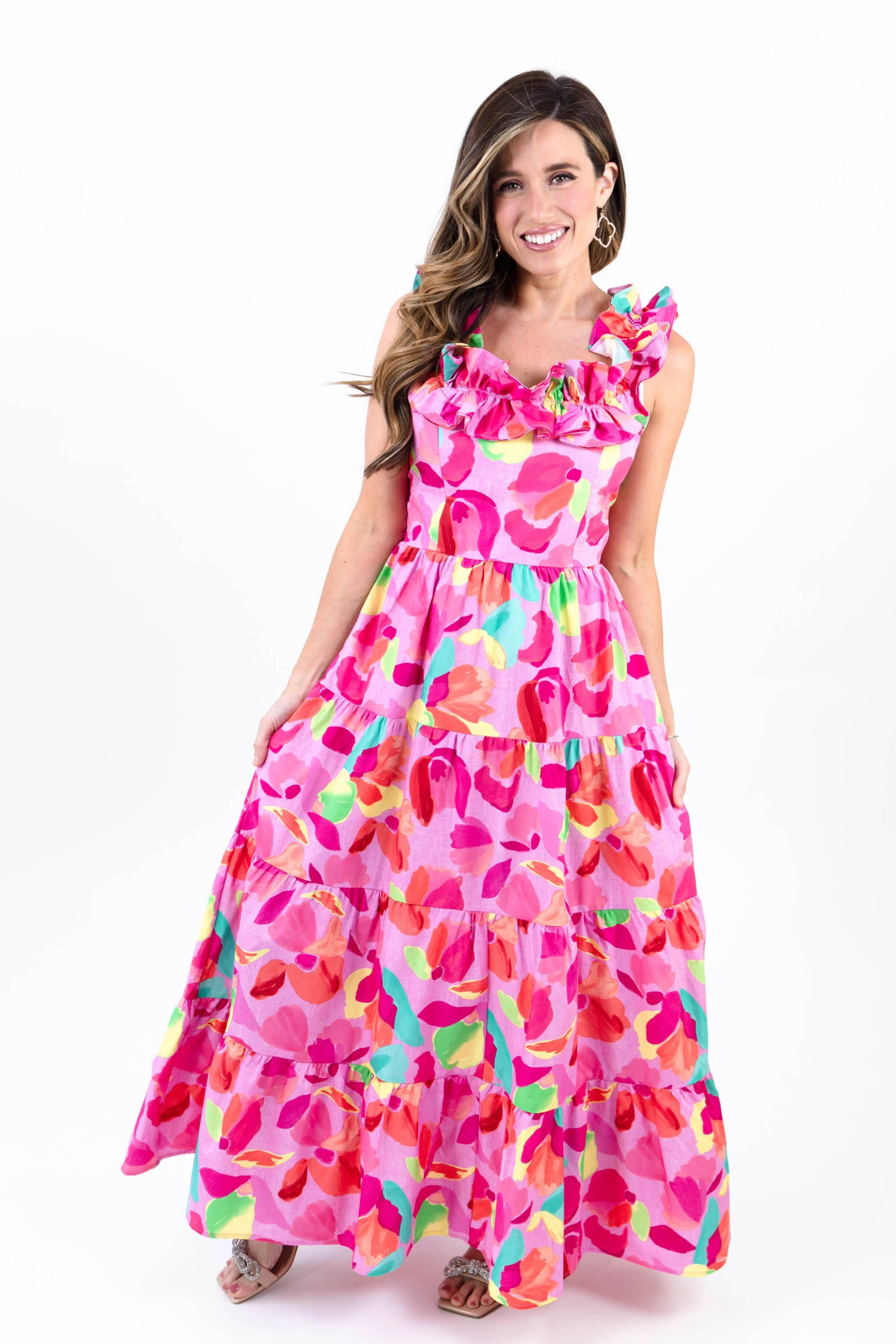 Flowy Maxi Dress - Blooming Affair Floral Print Dress