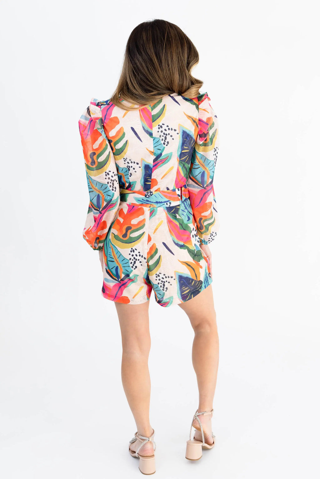 Sun-Kissed Serenity Belted Romper TCEC