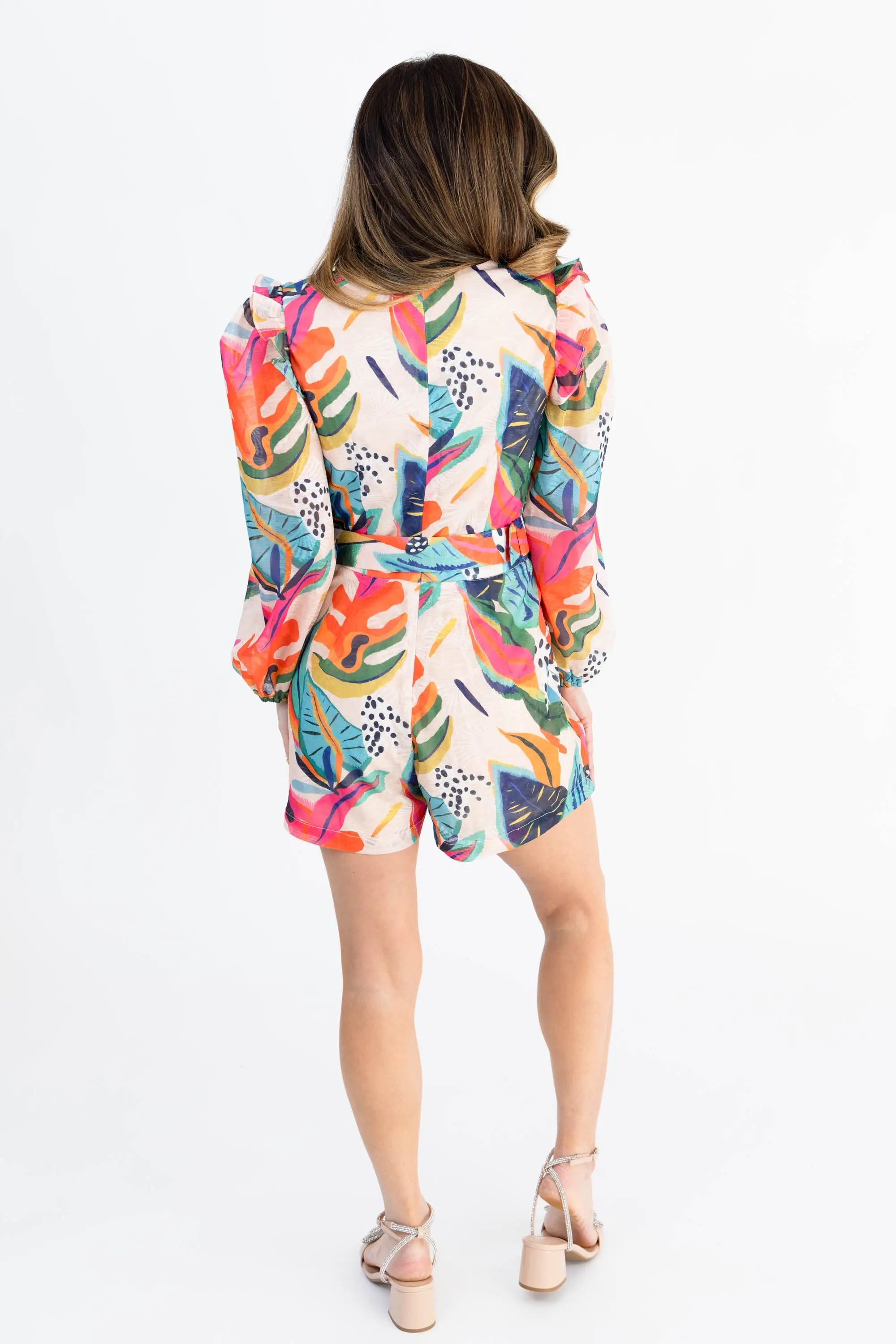 Sun-Kissed Serenity Belted Romper TCEC