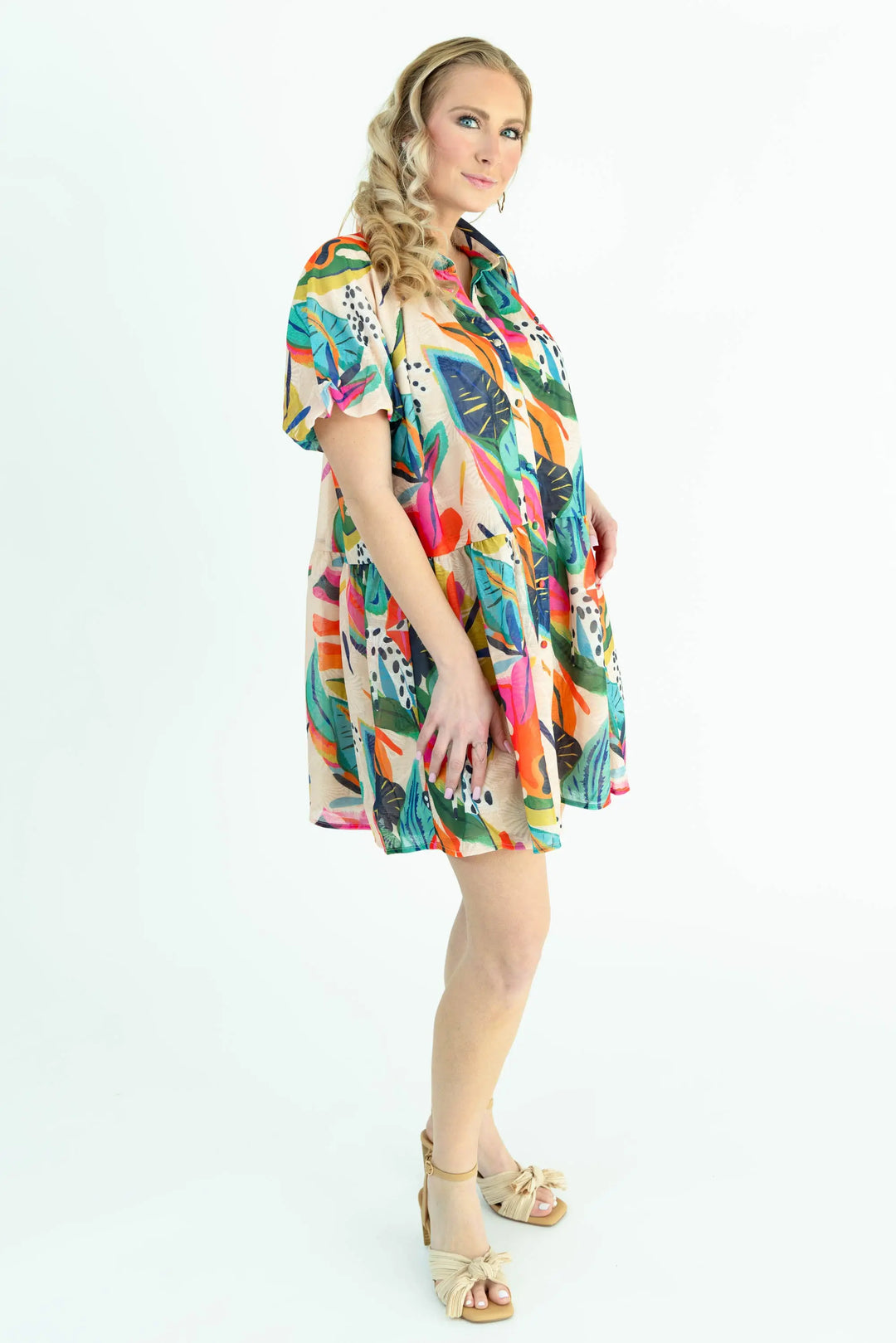 Sunset Swing Tropical Shirt Dress TCEC