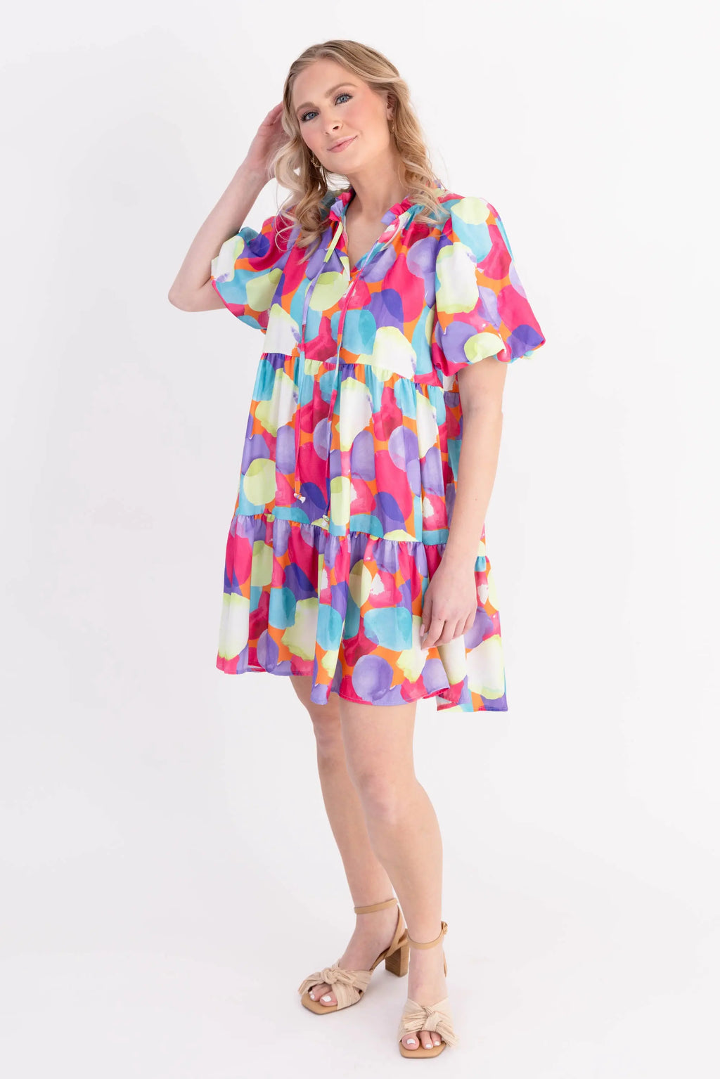 Vibrant Multi-Color Tiered Babydoll Dress | ShopBezza