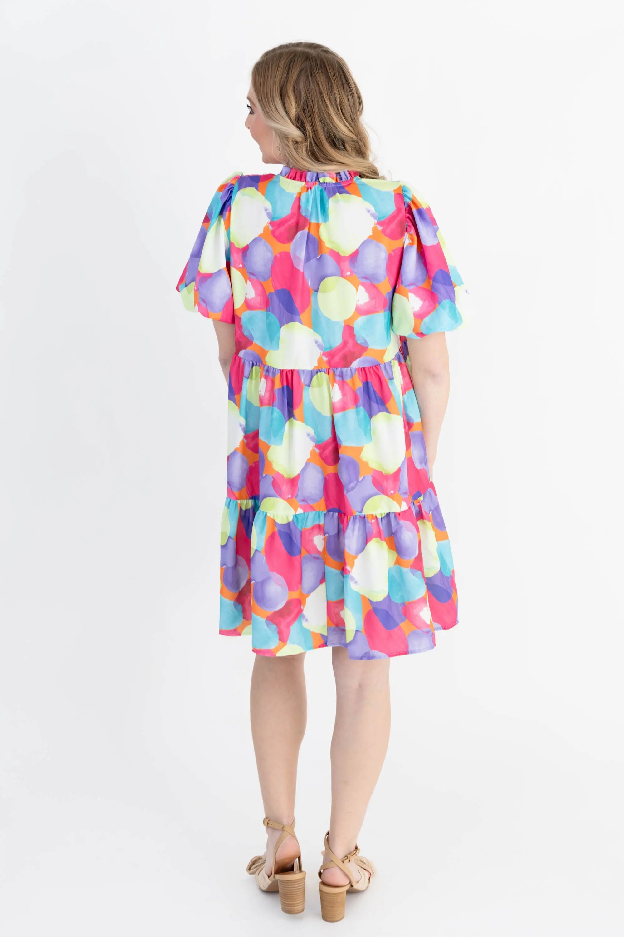Vibrant Multi-Color Tiered Babydoll Dress | ShopBezza