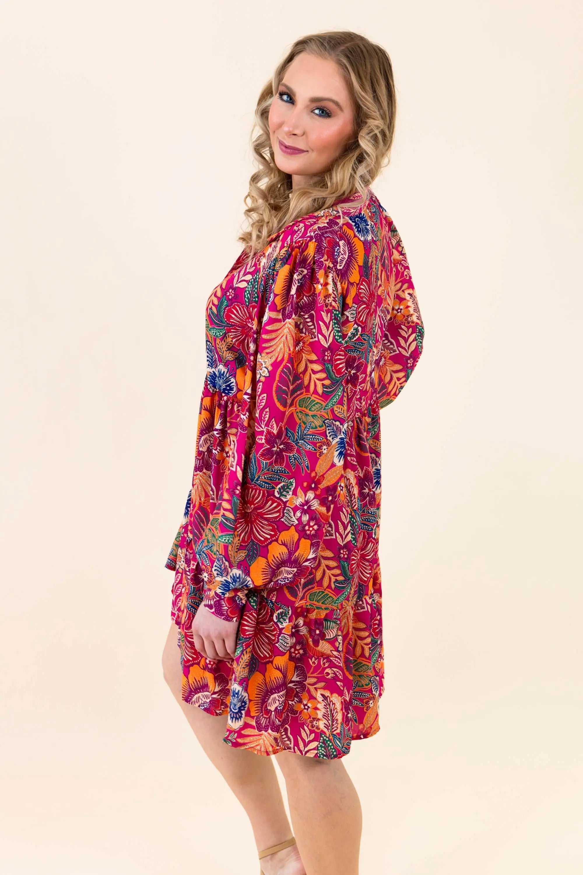 Sway with the Blossoms Mini Dress FLYING TOMATO