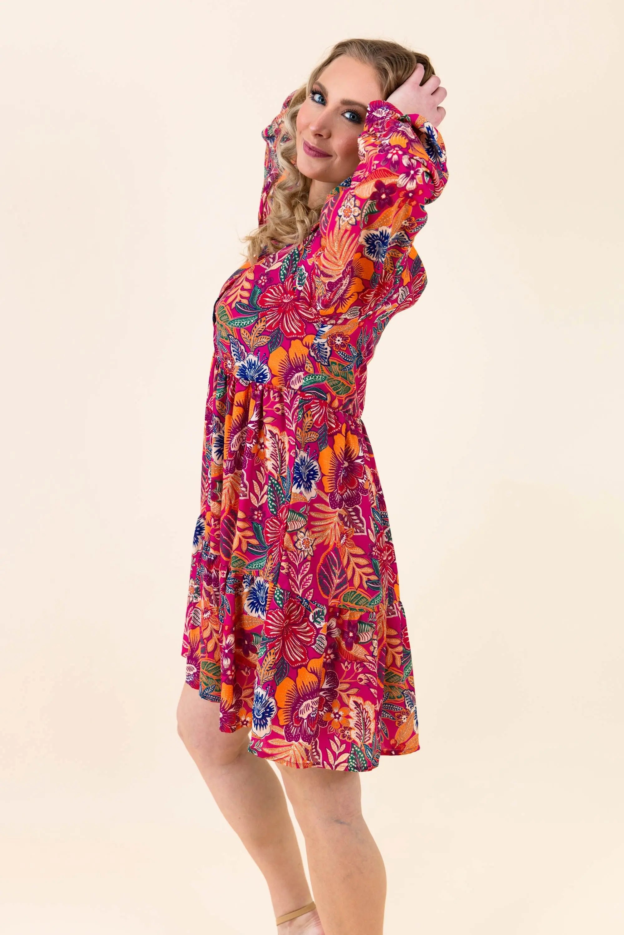 Sway with the Blossoms Mini Dress FLYING TOMATO