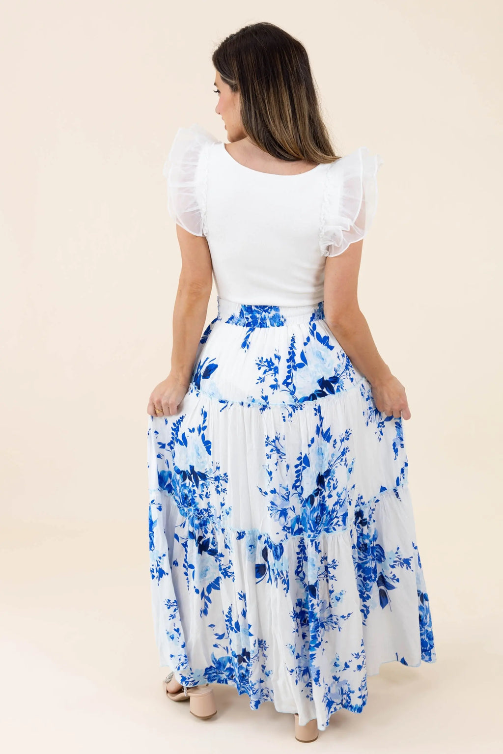 I Love It When You Call Me Señorita Tiered Ruffle Drawstring Maxi Skirt Promesa
