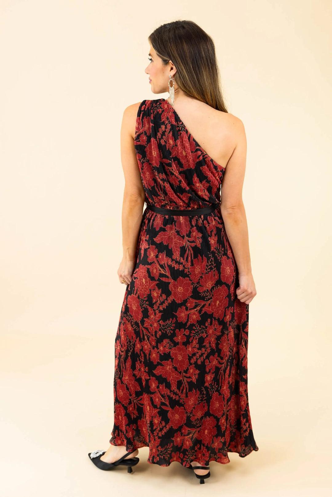 Let Me Love You Floral Pleated One Shoulder Maxi Dress Bezza