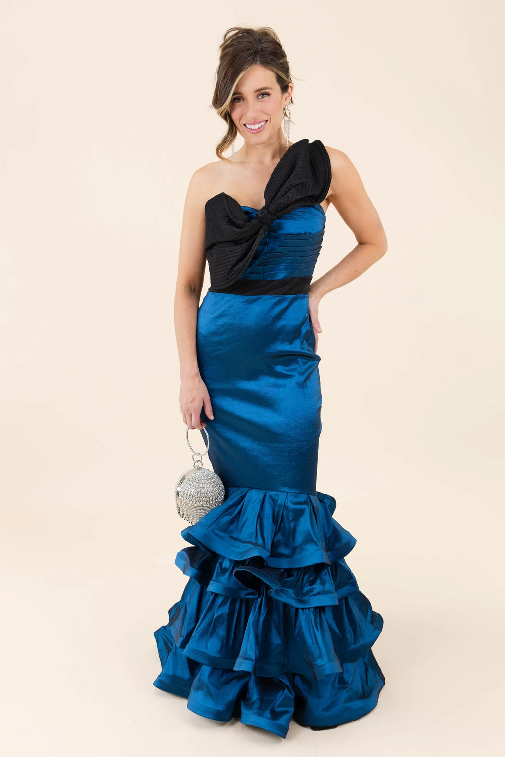Was It Ever Love Satin Ribbon Ruffle Tiered Maxi Dress CQBYCQ
