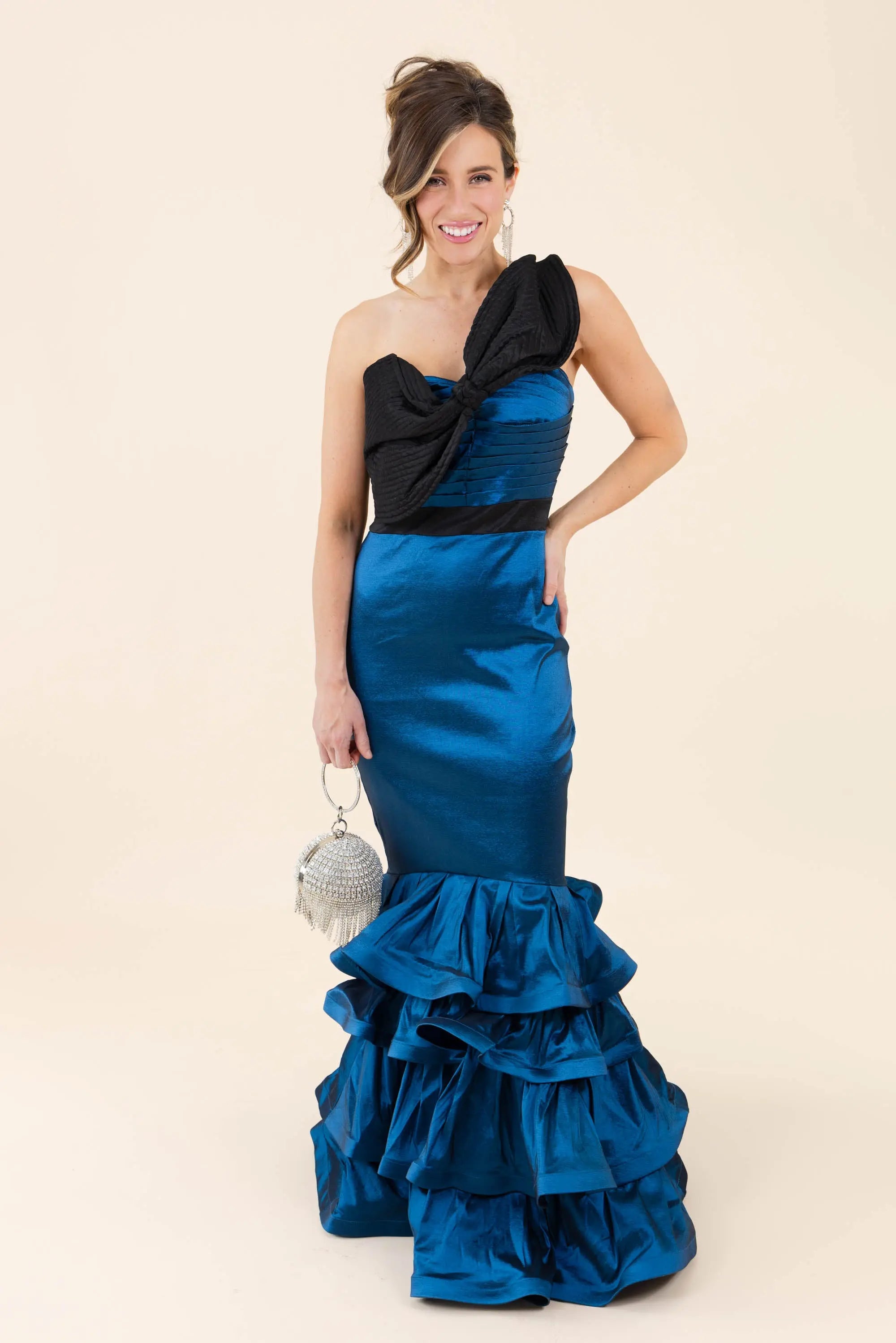 Was It Ever Love Satin Ribbon Ruffle Tiered Maxi Dress CQBYCQ