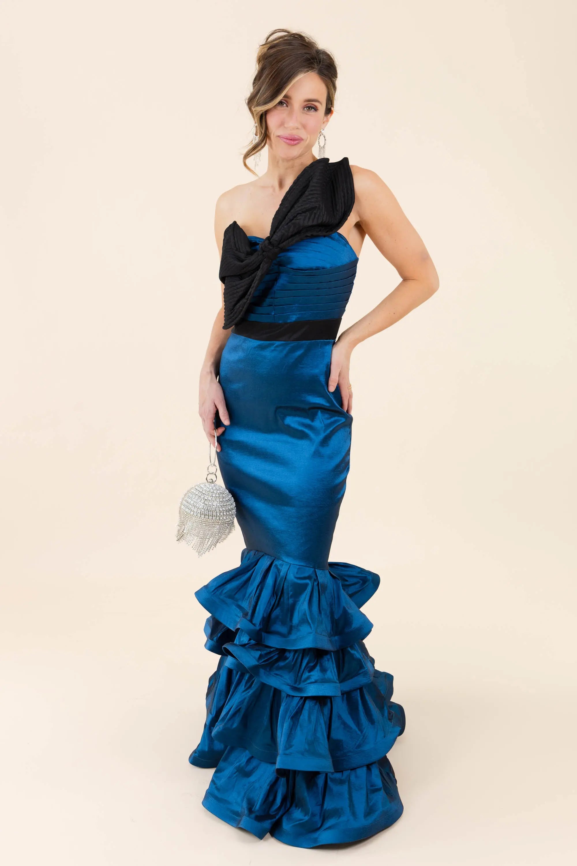 Was It Ever Love Satin Ribbon Ruffle Tiered Maxi Dress CQBYCQ