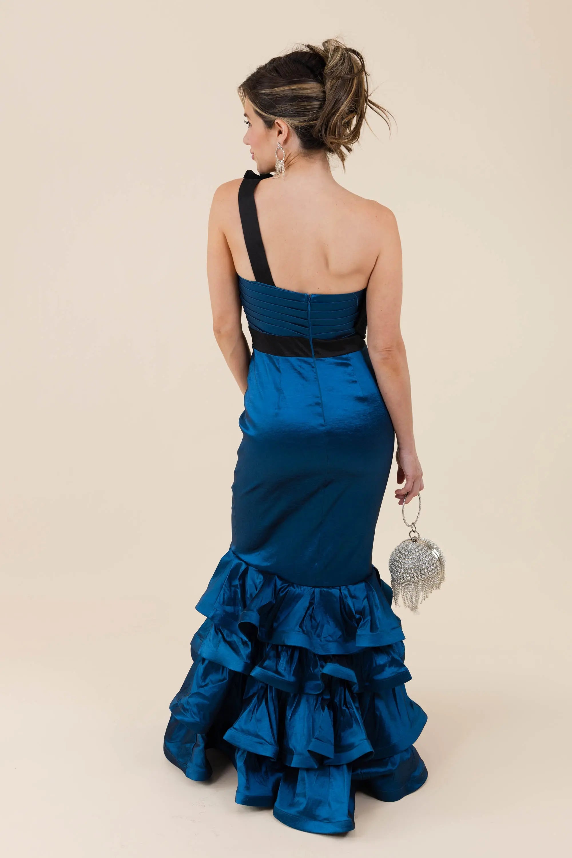 Was It Ever Love Satin Ribbon Ruffle Tiered Maxi Dress CQBYCQ