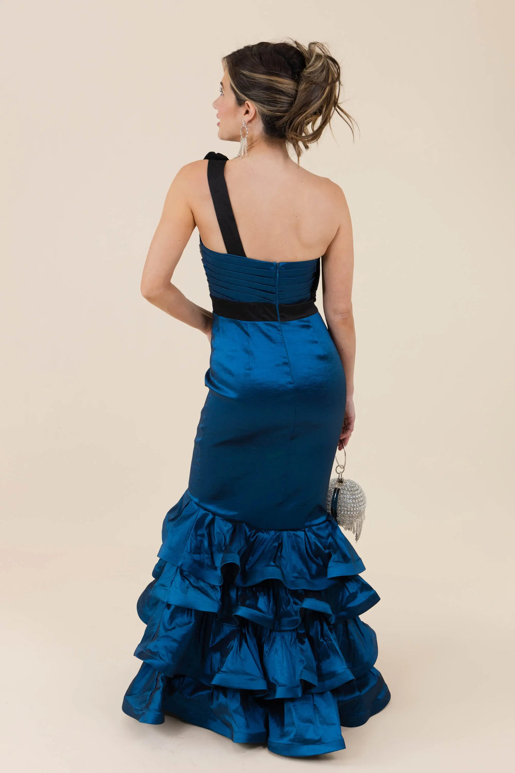 Was It Ever Love Satin Ribbon Ruffle Tiered Maxi Dress CQBYCQ