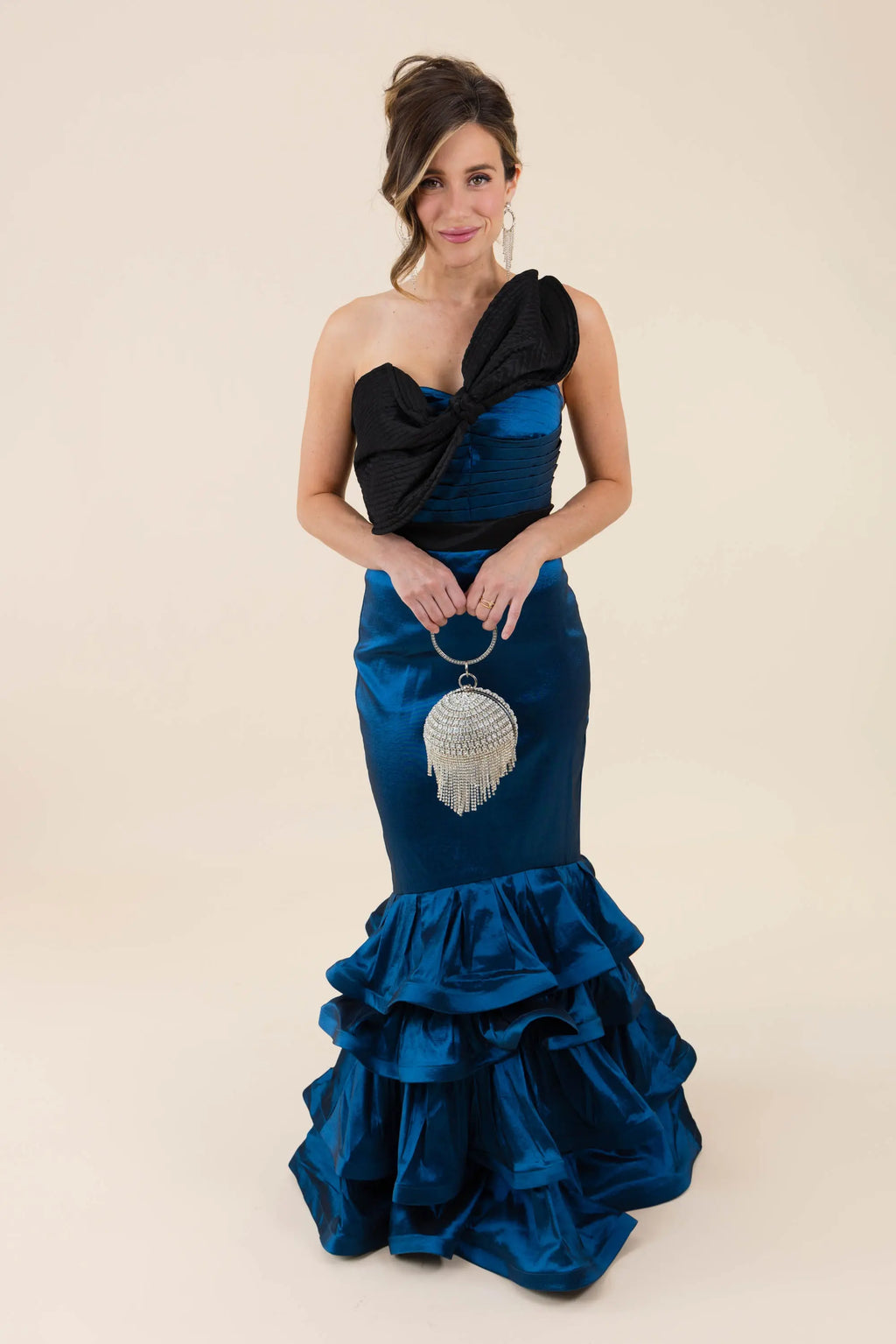 Was It Ever Love Satin Ribbon Ruffle Tiered Maxi Dress CQBYCQ
