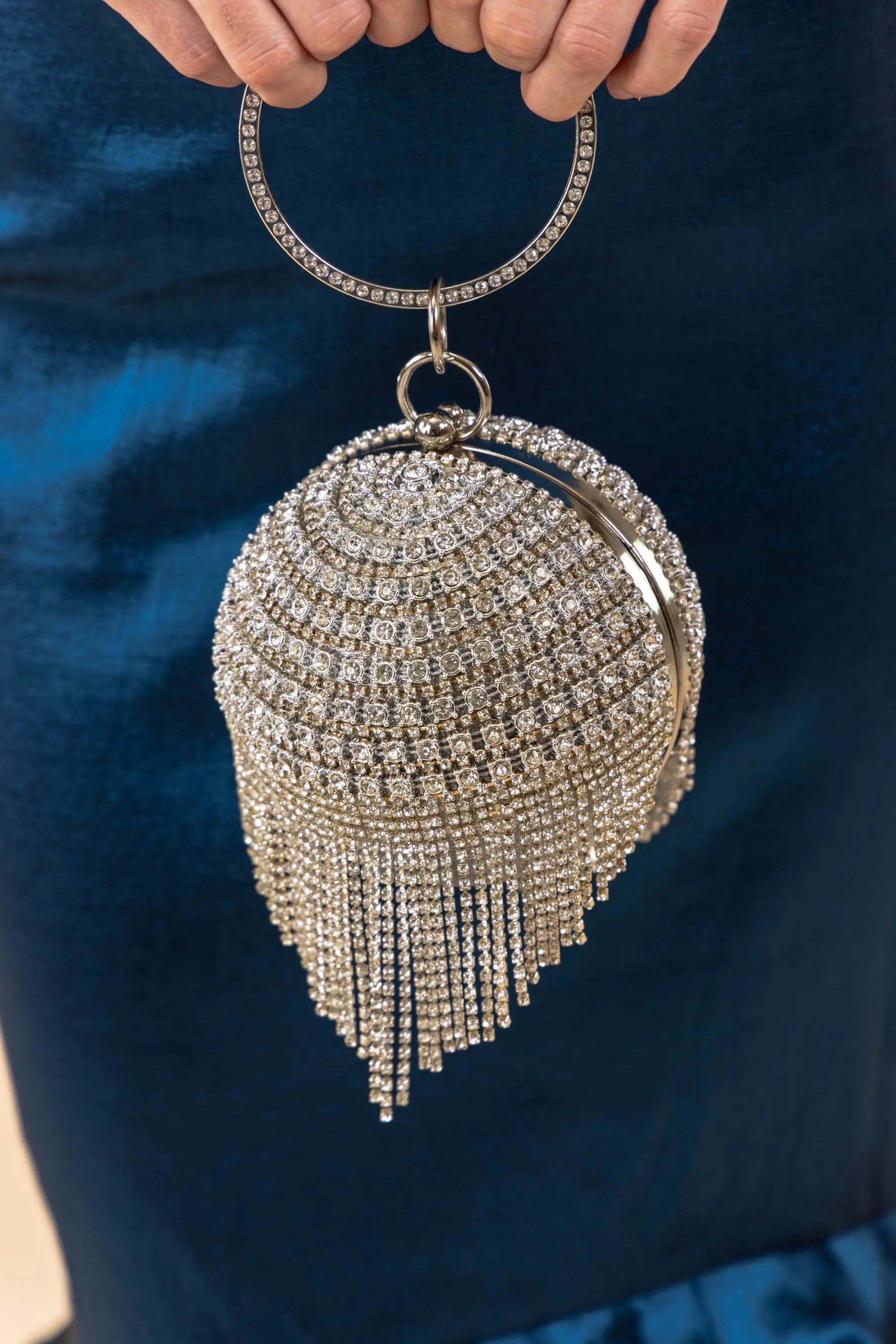 Londyn Round Rhinestone Fringe Bag 3AM