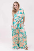 Island Life Turquoise Coral Jumpsuit FLYING TOMATO