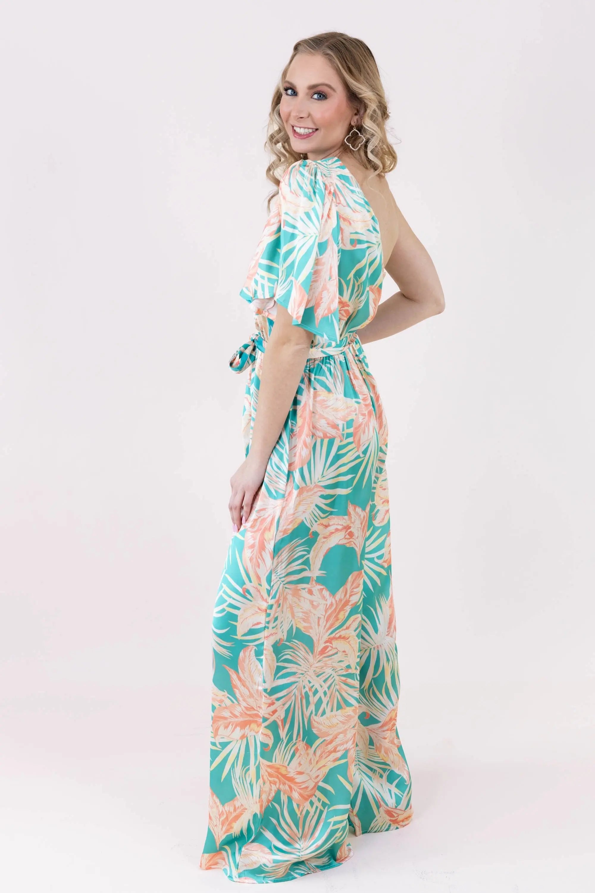 Island Life Turquoise Coral Jumpsuit FLYING TOMATO