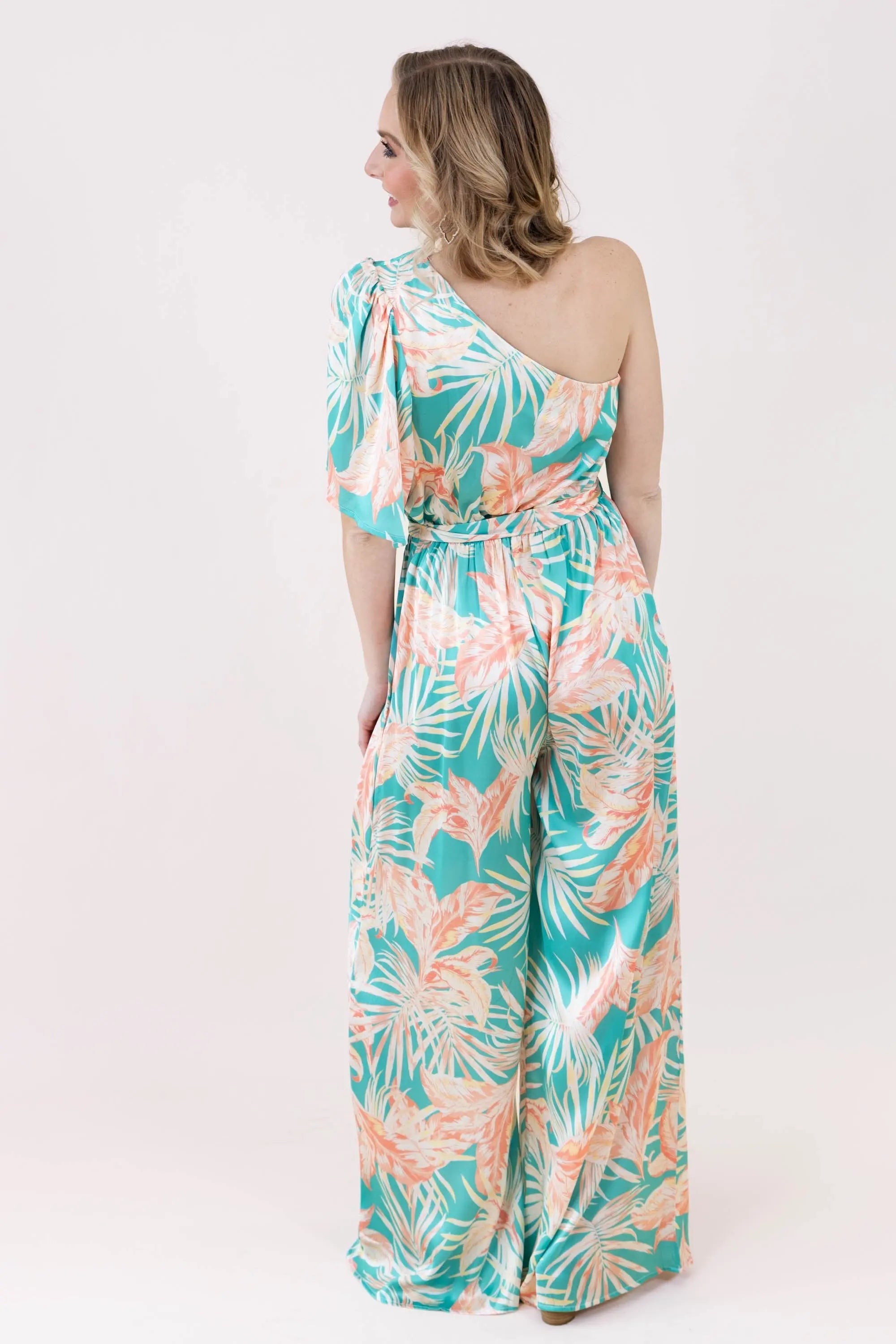 Island Life Turquoise Coral Jumpsuit FLYING TOMATO