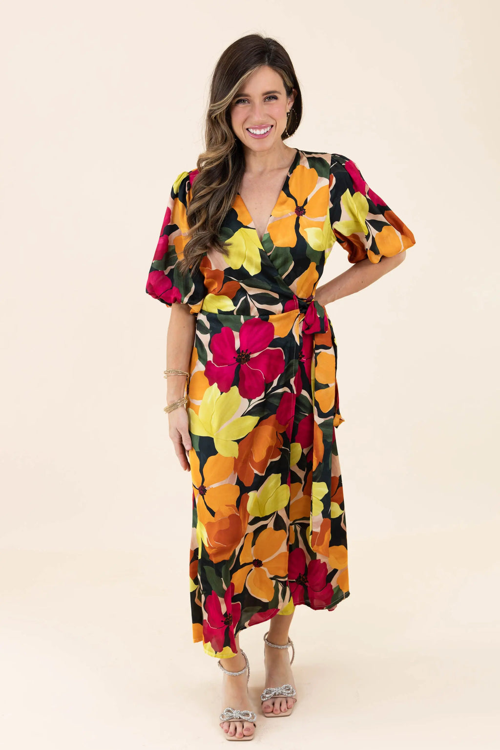 If You're Not the One Bubble Sleeve Midi Wrap Dress Dress Forum