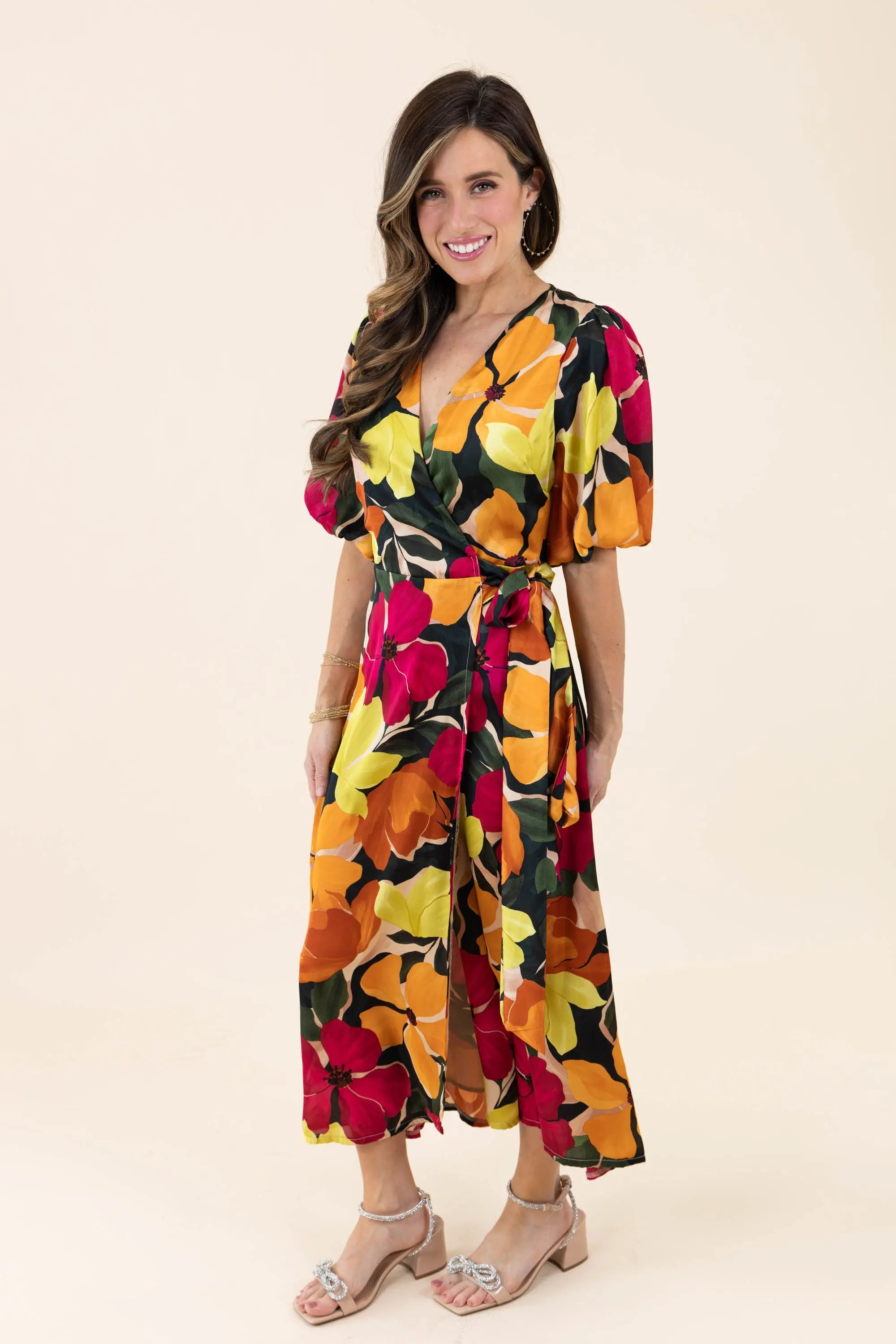 If You're Not the One Bubble Sleeve Midi Wrap Dress Dress Forum