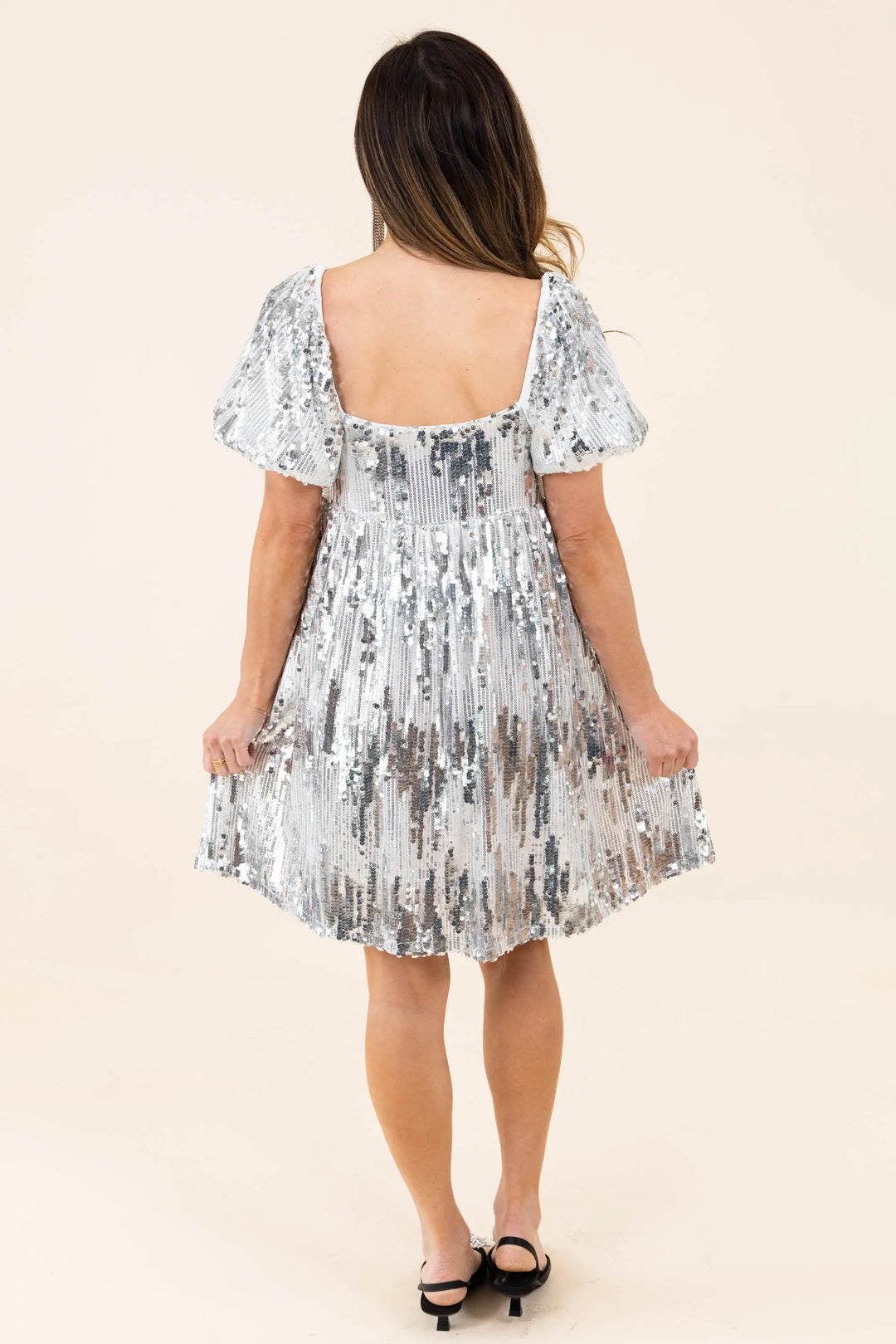 Shimmering Silver Sequin Party Dress - Small Shimmering Silver Sequin Party Dress - Small