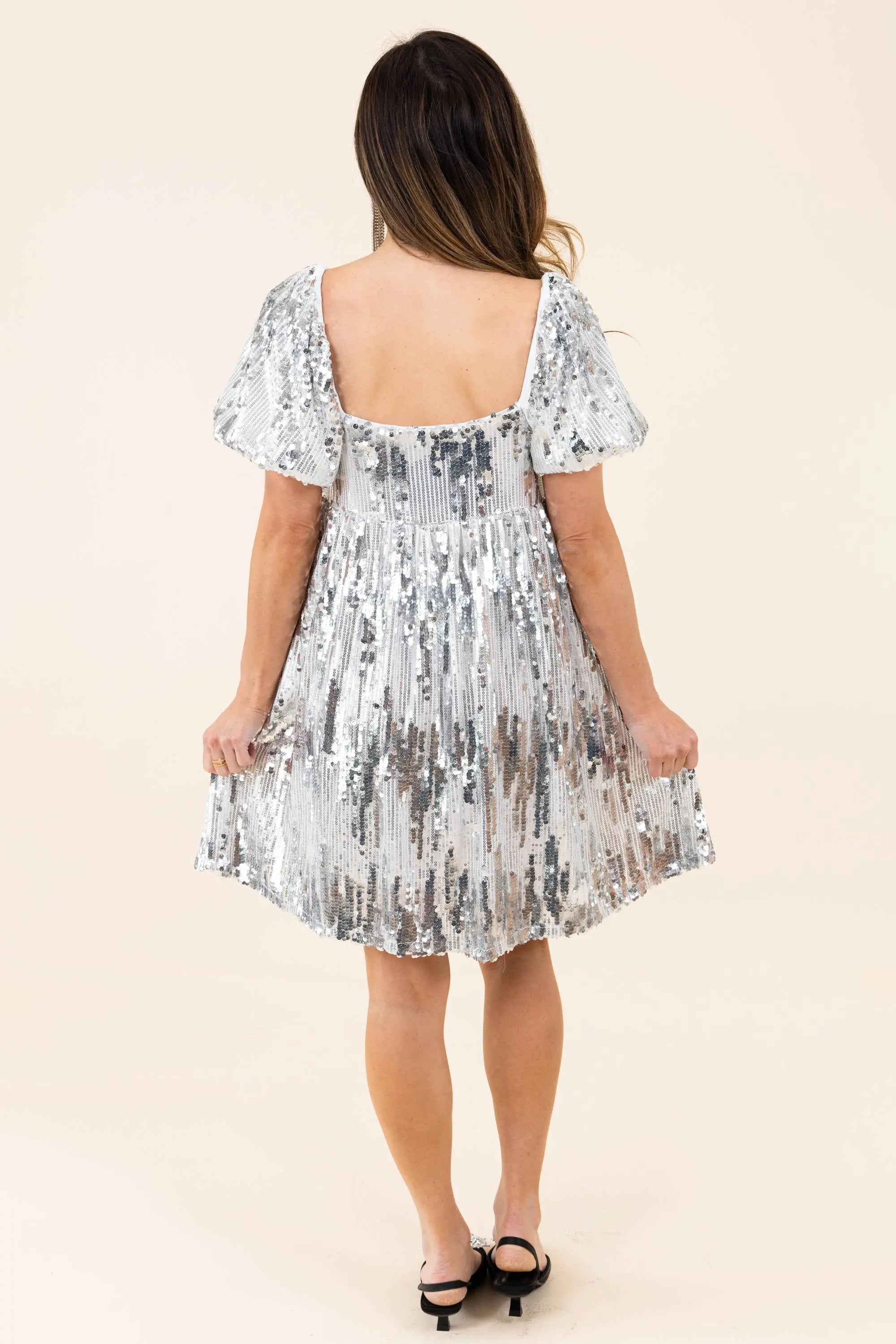 Is It Over Now Sequin Babydoll Dress Main Strip
