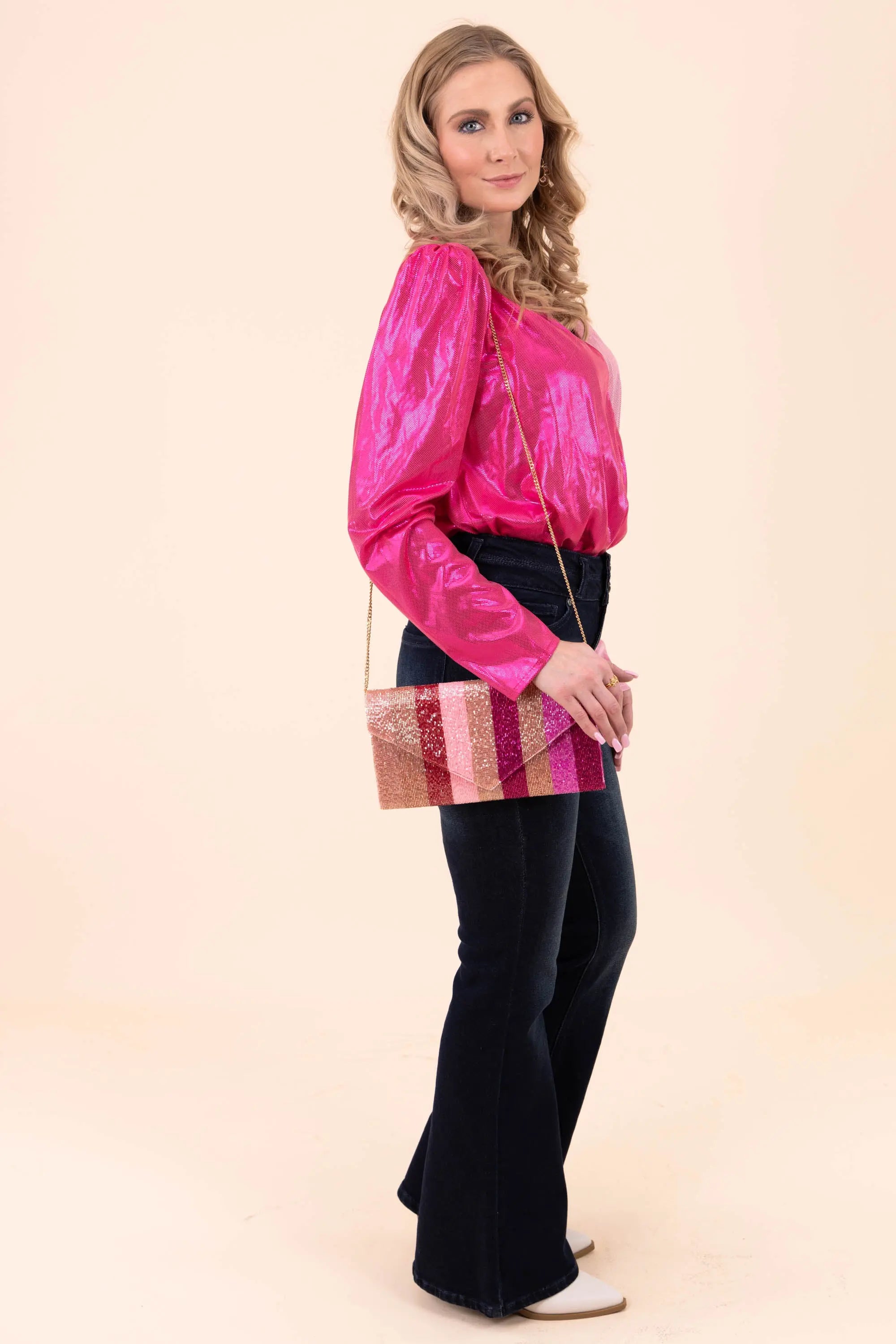 Jane Stripe Pink Clutch Treasure Jewels