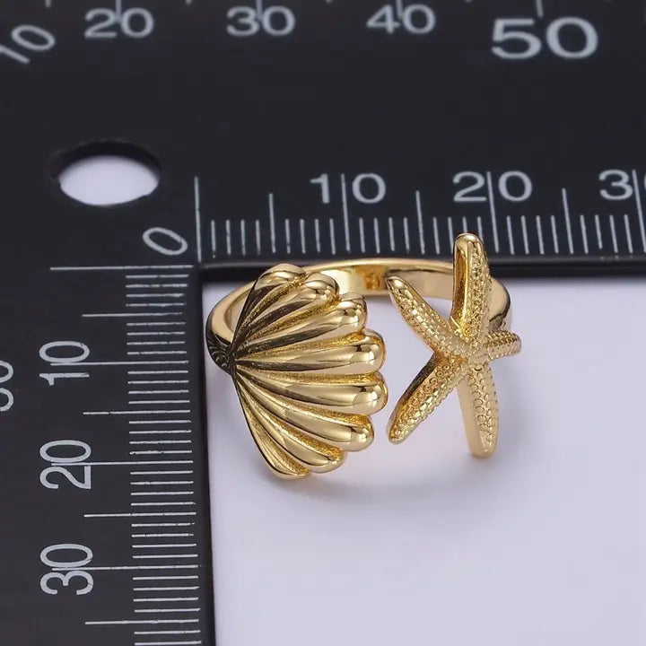 Maria Ocean Treasure Open Wrap Ring Gold