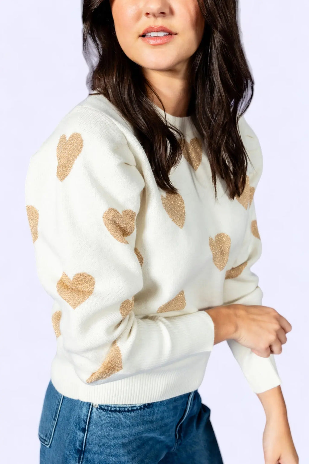 Make Me Feel Golden Heart Sweater Sugarlips