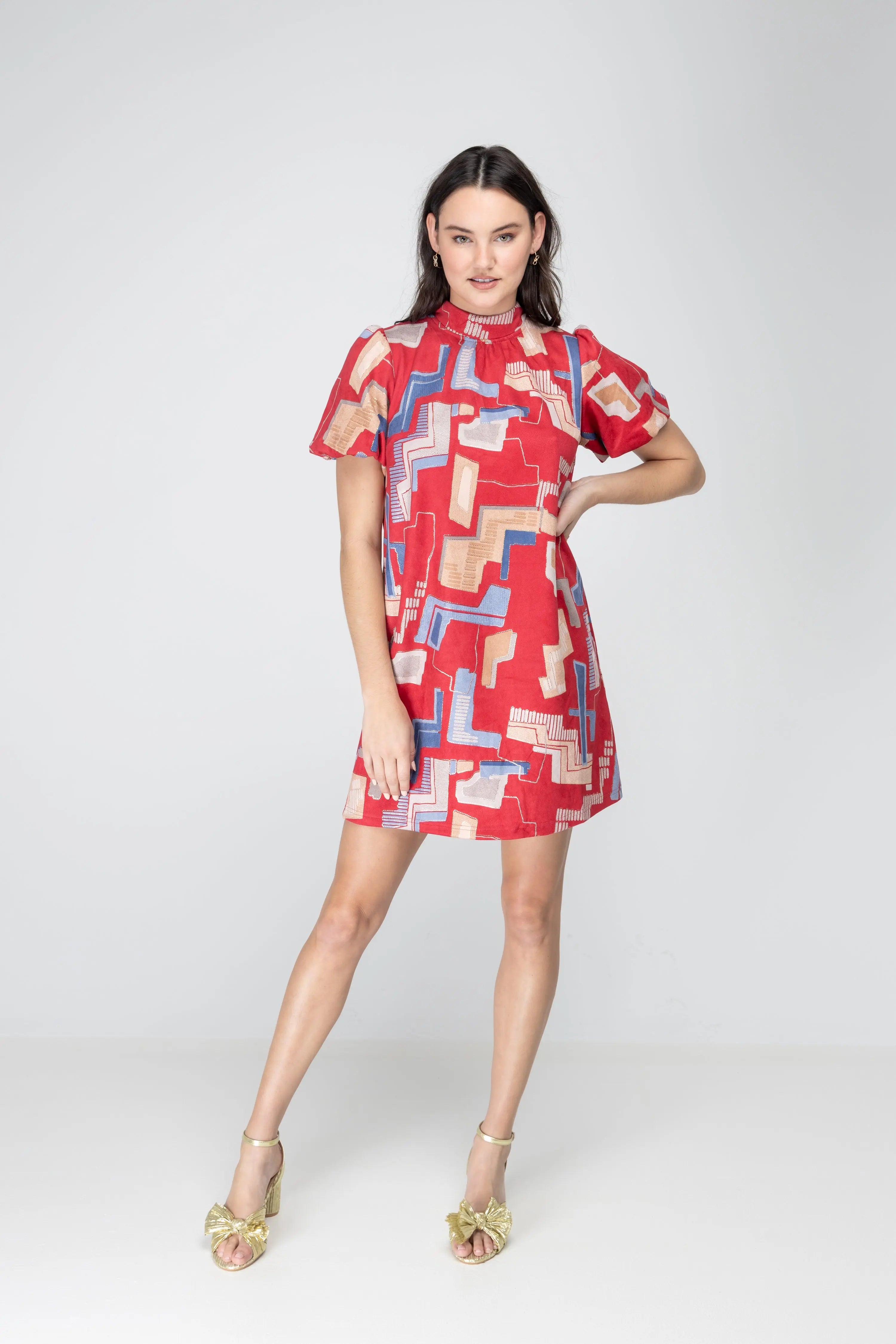 Bold Statement Bubble Sleeve Tie Back Dress Voy