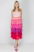 Wildest Dreams Pink Ombre Tulle Midi Dress Storia