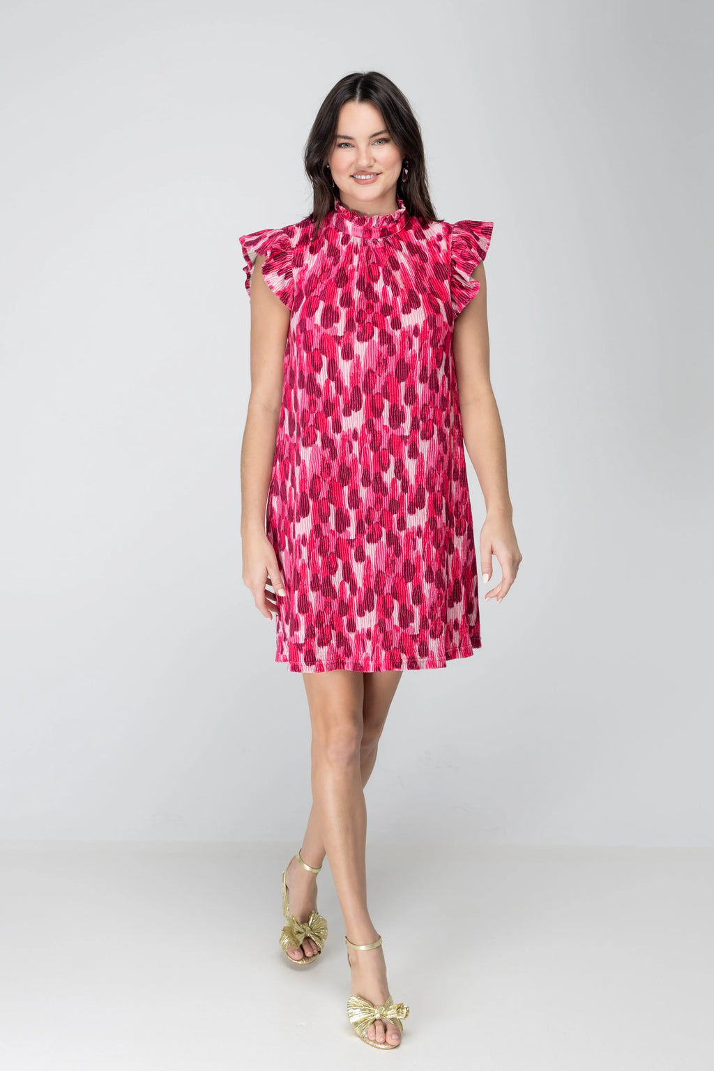 Feel This Moment Pleated Velvet Tie Back Shift Dress Voy