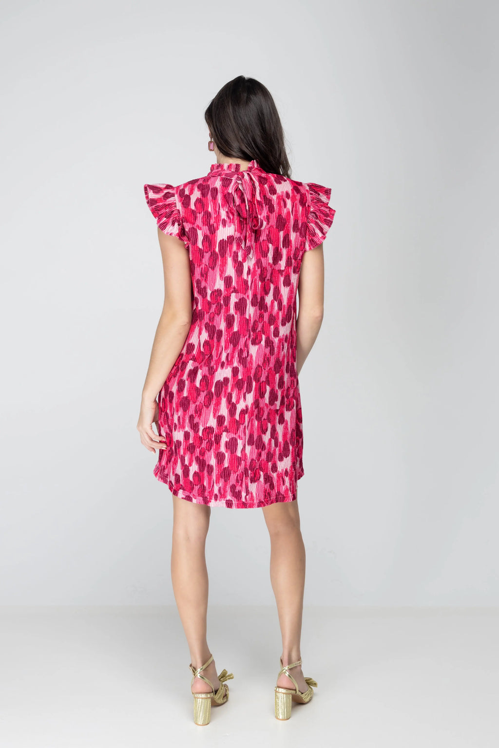 Feel This Moment Pleated Velvet Tie Back Shift Dress Voy