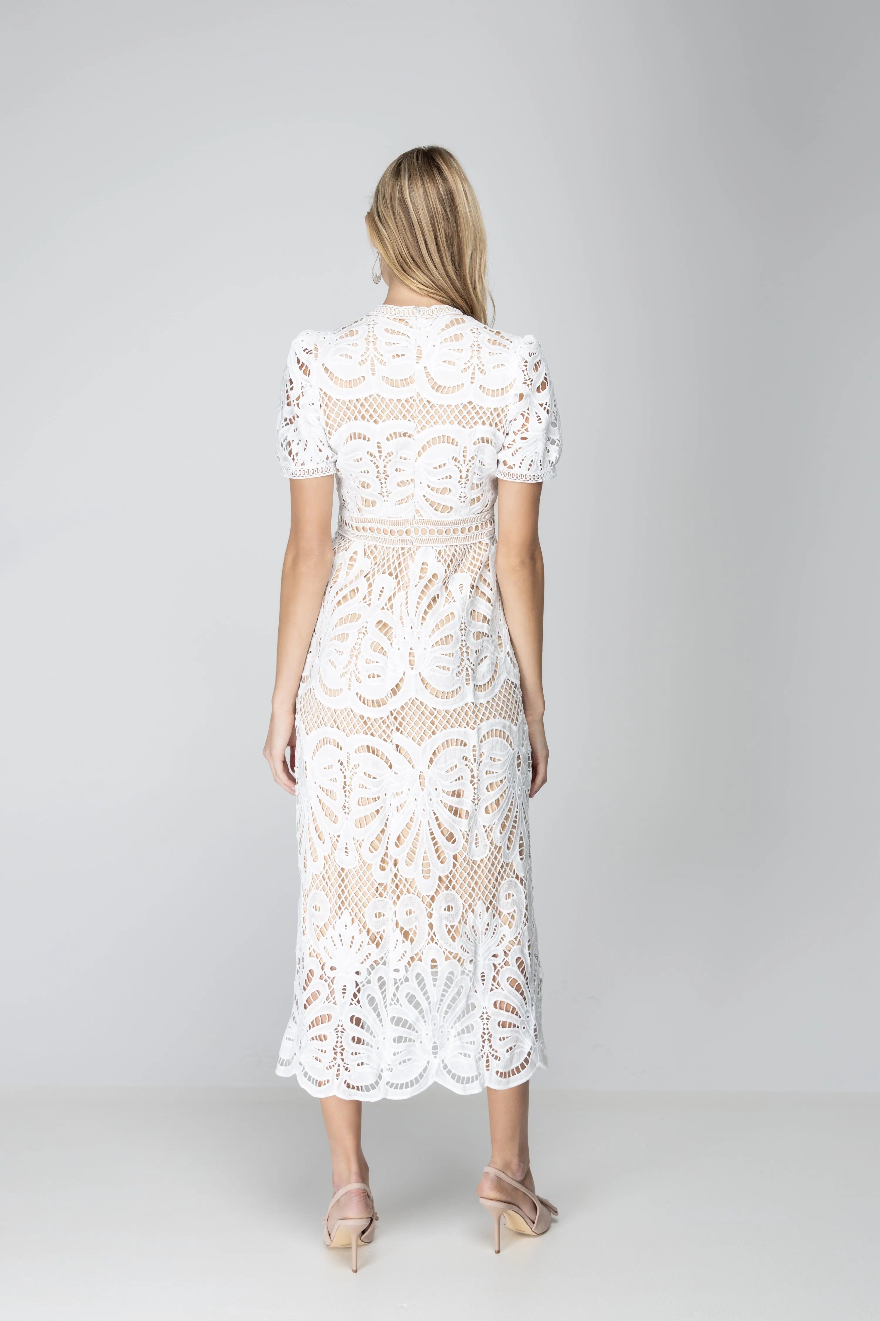 Cup of tea Crochet Lace Midi Dress Bluivy