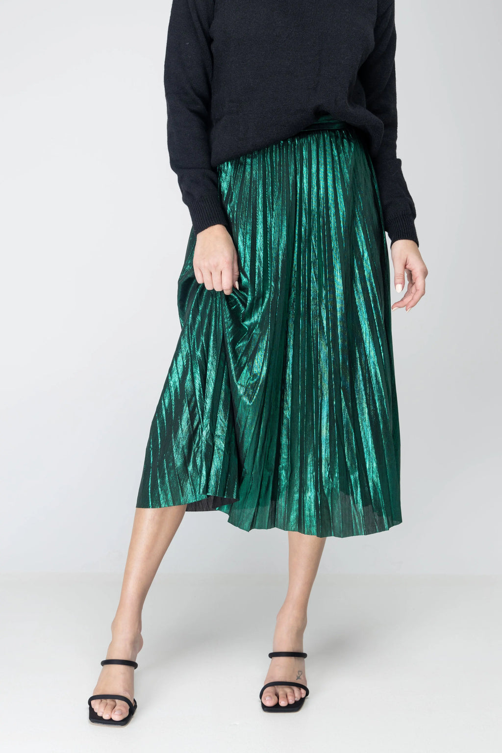 Hotline Bling Metallic Plated Midi Skirt Bezza