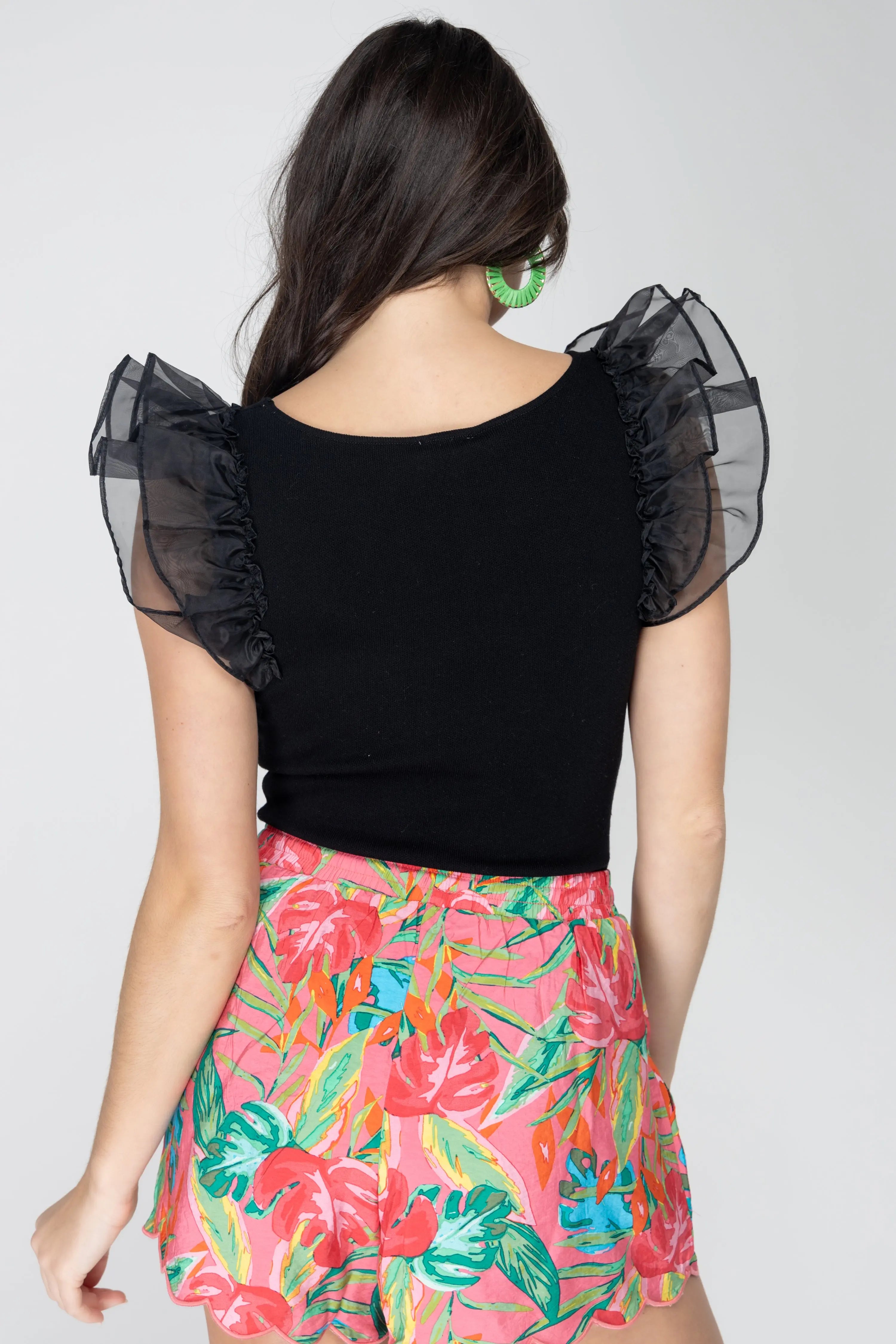 Not Afraid Ruffle Sleeve Square Neck Bodysuit Voy